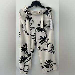 Nicole Miller Mid-Rise Wide Leg Crop Floral Print Pants